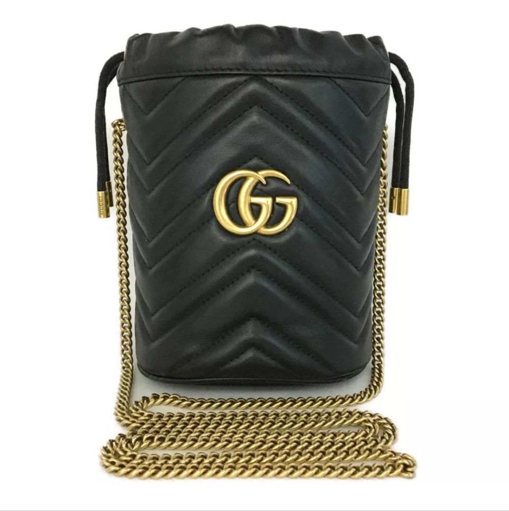 Gucci Black Quilted Leather Crossbody Bag W/ COA Included